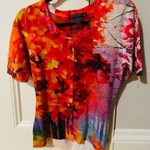 COLOURFUL FLORAL BUTTON DOWN BLOUSE